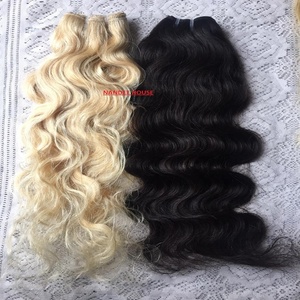 Indian Burmese Unprocessed Virgin Remy Hair Extensions Hair Weaving Italian Wave Machine Double Weft Natural Color 100g - Product Image 3