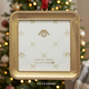Gold Square <b>Christmas</b> Ornament 2.5x2.5 In Metallic Finish Classic Style Indoor Decor - Product Image 3