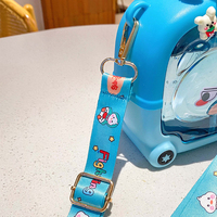 Bouteille d'eau en plastique à double paille avec couvercle rebondissant, motif ours magique, grande capacité, pour enfants