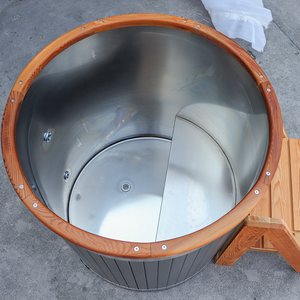 Precio bajo de fábrica Revestimiento de acero inoxidable Individuales Bañera de inmersión fría <span class=keywords><strong>con</strong></span> Carcasa de madera de plástico negro - Product Image 5