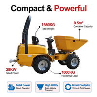 Mini-dumper 4x4 diesel 1000 kg, benne rotative hydraulique 0,5 m³, certifié CE EPA, pour travaux agricoles, de construction et de jardinage