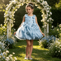 Robe de princesse pour fille, sans manches, avec nœud sur l'épaule, corsage floral en strass, robe bouffante en organza à roses 3D, costume de demoiselle d'honneur pour mariage