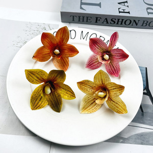 Fleur d'orchidée Cymbidium en soie artificielle, diamètre 6-7 cm, pour décoration de mariage, décoration de la maison, fournitures artisanales - Product Image 2