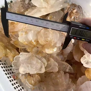 Di alta qualità naturale dorato guaritore di <span class=keywords><strong>loto</strong></span> a forma di giallo fuoco quarzo ematoide di cristallo artigianale elegante intagliato decorazione per i regali - Product Image 6