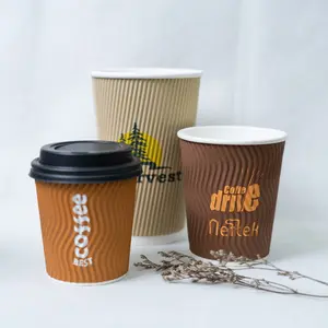 16Oz Hot Koffie Gedrukt Wegwerp Triple Geïsoleerde Papier Espresso Cups