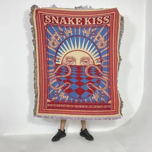 Hot Sales Custom Woven Blankets High Quality Tapestry Sweater Jacquard Throws Cotton Blankets