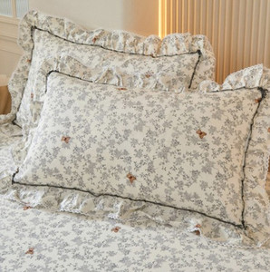 All-Cotton Floral Padded Modern <b>Bed</b> <b>Skirt</b> New 2-In-1 Lace Bedspread Stitched Lightweight Breathable 300tc Eco-Friendly Washable - Product Image 6