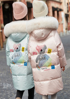 Manteau d'hiver à capuche pour enfant fille, veste en duvet de plumes avec capuche en fourrure