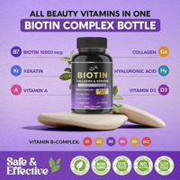 Complément alimentaire pour la croissance des cheveux, capsules pour cheveux pour femmes, biotine et collagène, capsules avec vitamine collagène pour les ongles, les cheveux et la peau