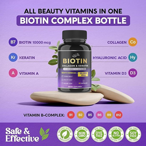 Haar groeisupplement voor vrouwen, haarcapsules met biotine en collageen, met vitamine collageen voor nagels, haar en huid - Product Image 2