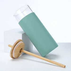Gobelets en verre sans BPA avec manchons de protection en silicone, couvercles en bambou, pailles, écologiques, différentes capacités, gobelets personnalisés - Product Image 6