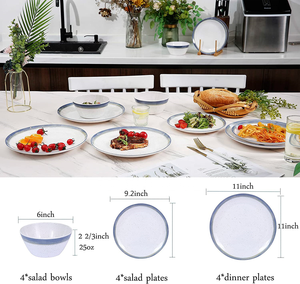 Service de <span class=keywords><strong>vaisselle</strong></span> <span class=keywords><strong>incassable</strong></span> en mélamine sans BPA – Assiettes et bols résistants aux chocs pour <span class=keywords><strong>camping</strong></span>, restaurant, maison et cuisine - Product Image 4