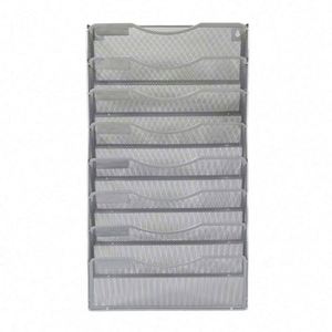 Best Home & Office <b>Wall</b>-Mounted 8-Section Metal Mesh Magazine & Document File Organizer Hanging File Rack <b>Desk</b> Organizer - Product Image 4