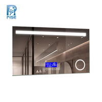 Cermin LED Kamar Mandi Pintar Desain Modern yang Dapat Disesuaikan, Bahan Aluminium Alloy, Sakelar Sensor Sentuh, Penghilang Embun, Jam Digital, untuk Apartemen dan Hunian