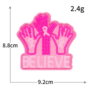 Set di 16 Toppe Termoadesive con <span class=keywords><strong>Nastro</strong></span> Rosa per la Consapevolezza sul Cancro al Seno, Patch Ricamate con Paillettes per Abbigliamento, Borse, Eventi di Sensibilizzazione - Product Image 2
