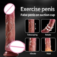 Gerçekçi teleskopik yapay Penis vibratör büyük gerçek Penis uzaktan kumanda isıtma sokmak yapay Penis seks oyuncakları kadın Masturbator