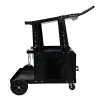 Chariot de rangement pour machine à souder en acier à 2 niveaux avec 2 chaînes en zinc, chariot de soudeur MIG universel à roulettes, roues pleines de 7 pouces