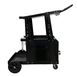 Chariot de rangement pour machine à souder en acier à 2 niveaux avec 2 chaînes en zinc, chariot de soudeur MIG universel à roulettes, roues pleines de 7 pouces - Product Image 5