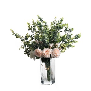 ช่อดอกกุหลาบและยูคาลิปตัสประดิษฐ์ CallaFloral สี Asami Momo สำหรับตกแต่งงานแต่งงาน สไตล์ Ins พืชสีเขียวนำเข้า - Product Image 5