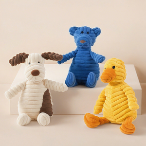 Mainan anjing mewah kunyah yang tahan lama, mainan kartun lucu diri menghilangkan stres alat bantu gigi untuk anak anjing bermain interaktif - Product Image 2