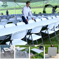 Tables pliantes rectangulaires en plastique HDPE noir de 180 cm, légères, pour événements extérieurs, banquets, mariages et fêtes, vente en gros
