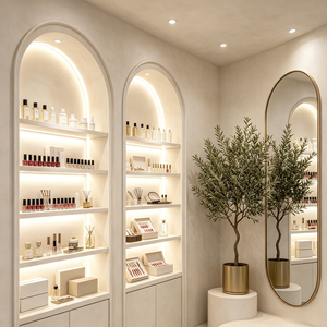 Custom Nail <b>Salon</b> Furniture Set Modern Beauty <b>Salon</b> <b>Reception</b> <b>Desk</b> Nail Station Interior Design Turnkey Shopfitting - Product Image 2