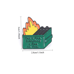 Nouvelle broche en émail métallique de la série Creative Garbage Can <span class=keywords><strong>on</strong></span> <span class=keywords><strong>Fire</strong></span>, accessoires vestimentaires, broche personnalisée avec lettre anglaise, broche tendance - Product Image 4