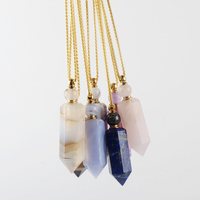 Pendentif diffuseur d'huiles essentielles en acier inoxydable plaqué or 18 carats, étanche, avec cristal de guérison, flacon de parfum en cristal, collier