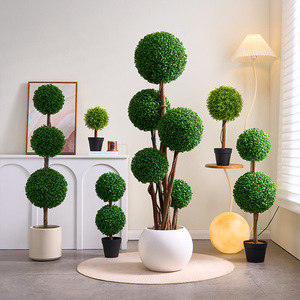 Arbre <span class=keywords><strong>artificiel</strong></span> Milan de Flower World, plante simulée à plusieurs boules, plante verte bionique en pot, luxe léger haut de gamme - Product Image 1
