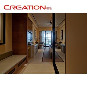 ミッドイースト5つ星モダンホテル家具サプライヤー天然本革木製ベッドフレーム組み合わせナイトスタンド付き - Product Image 6