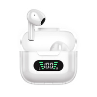 Casque sans fil D2 sur oreille TWS V5.2 avec faible latence de 30 ms, longue durée de vie, design capsule spatiale translucide et indicateur de batterie LED