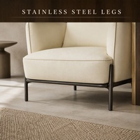 Fauteuil lounge moderne en cuir PU avec structure en bois, coussin en éponge et pieds en acier inoxydable pour hall d'hôtel et salon