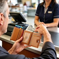 Portefeuille intelligent pour carte avec accès rapide en un clic, étui en cuir fin, porte-cartes d'identité professionnel, personnalisable OEM