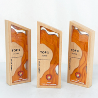 Trophée en bois acrylique orange, plaque en bois MH-FJ0203