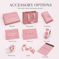 Ensemble d'emballage de beauté personnalisé avec logo en gros, boîte à paillettes, sac poly, papier de soie, autocollant, carte, ensemble d'abonnement pour petites entreprises