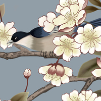 Papiers Peints Muraux Contract Camellia Bird Ignifuges et Imperméables 54 Pouces en Vinyle PVC Effet Musée