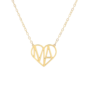 Collar con Colgante de Corazón Chapado en Oro de 18K con Letra MA, Regalo para el Día de la Madre, Joyería de Plata S925 - Product Image 1