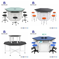 Meubles de laboratoire modulaires hexagonaux SEFA8M en résine phénolique pour poste de travail scientifique universitaire en laboratoire de chimie (vente en gros)