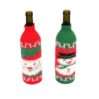 Nouvel ensemble de pulls en laine de Noël pour bouteilles de vin avec motif bonhomme de neige, décorations de table pour vin rouge, maison et hôtel