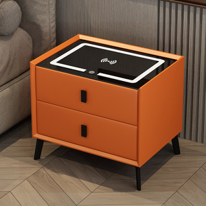 Table de Chevet Intelligente Meuble de Chambre à Coucher avec Chargement USB sans Fil et Haut-Parleur Intelligent - Product Image 1