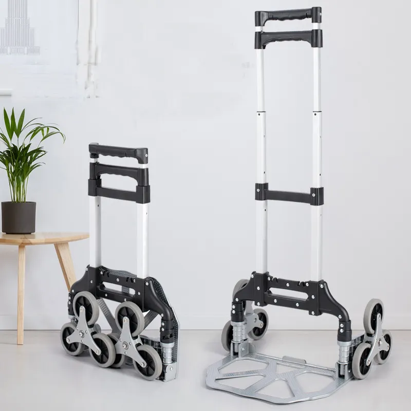 Leichter Aluminium-Handtrolley-Wagen tragbar Einkauf Gepäck Treppenkletterwagen Ladekapazität 80 kg