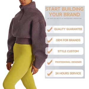 Sudadera Corta con Capucha para Mujer, 100% Algodón Polar, Suave, Antiarrugas, Talla Grande, con Cierre de 1/2 Cremallera - Product Image 4