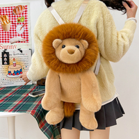 Sac à dos en peluche Lion en gros, jouet de bonne qualité en forme d'animal, sac bandoulière en peluche mignon de grande capacité, cadeau d'anniversaire pour filles et enfants