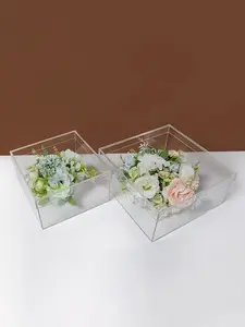 Yeni akrilik Fower buket kutusu Lucite acrtirose gül Fleur çiçek çiçek kutusu ile Logo