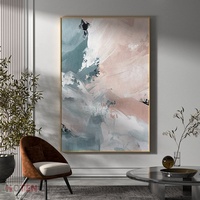 Tableau mural moderne abstrait 100 % peint à la main, beige crème texturé, avec cadres géométriques minimalistes faits à la main pour œuvres d'art