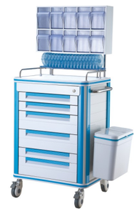 รถเข็นยาแบบมีล้อ ABS สำหรับการแพทย์ รถเข็นยาแบบสองด้าน ระบบล็อคกลาง รถเข็นยาพร้อมลิ้นชัก ผู้จำหน่ายรถเข็นยา - Product Image 6