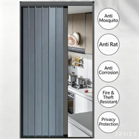 Porte coulissante pliante ignifuge entièrement en aluminium pour séparation de cuisine, chambre à gaz naturel et climatisation