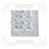 Sarung Katun Cetak Tangan Motif Bulan dan Baja Abu-abu untuk Wanita, Penutup Bikini Ringan, Pakaian Pantai & Resor Musim Panas