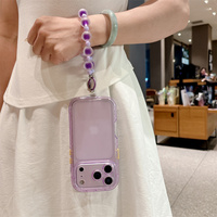 Étui de téléphone en TPU souple transparent de luxe, forme ovale, pour iPhone 18Pro 17 16 15 14 Plus 13 12 11 18 Pro Max, avec bracelet