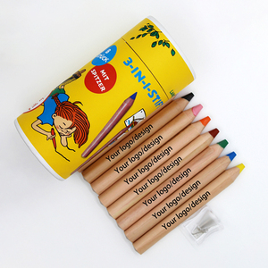 Crayons géants <span class=keywords><strong>Woody</strong></span> 6 8 12 24 48 couleurs de dessin Crayons de couleur à l'eau épais avec pinceau et <span class=keywords><strong>taille</strong></span>-<span class=keywords><strong>crayon</strong></span> - Product Image 1